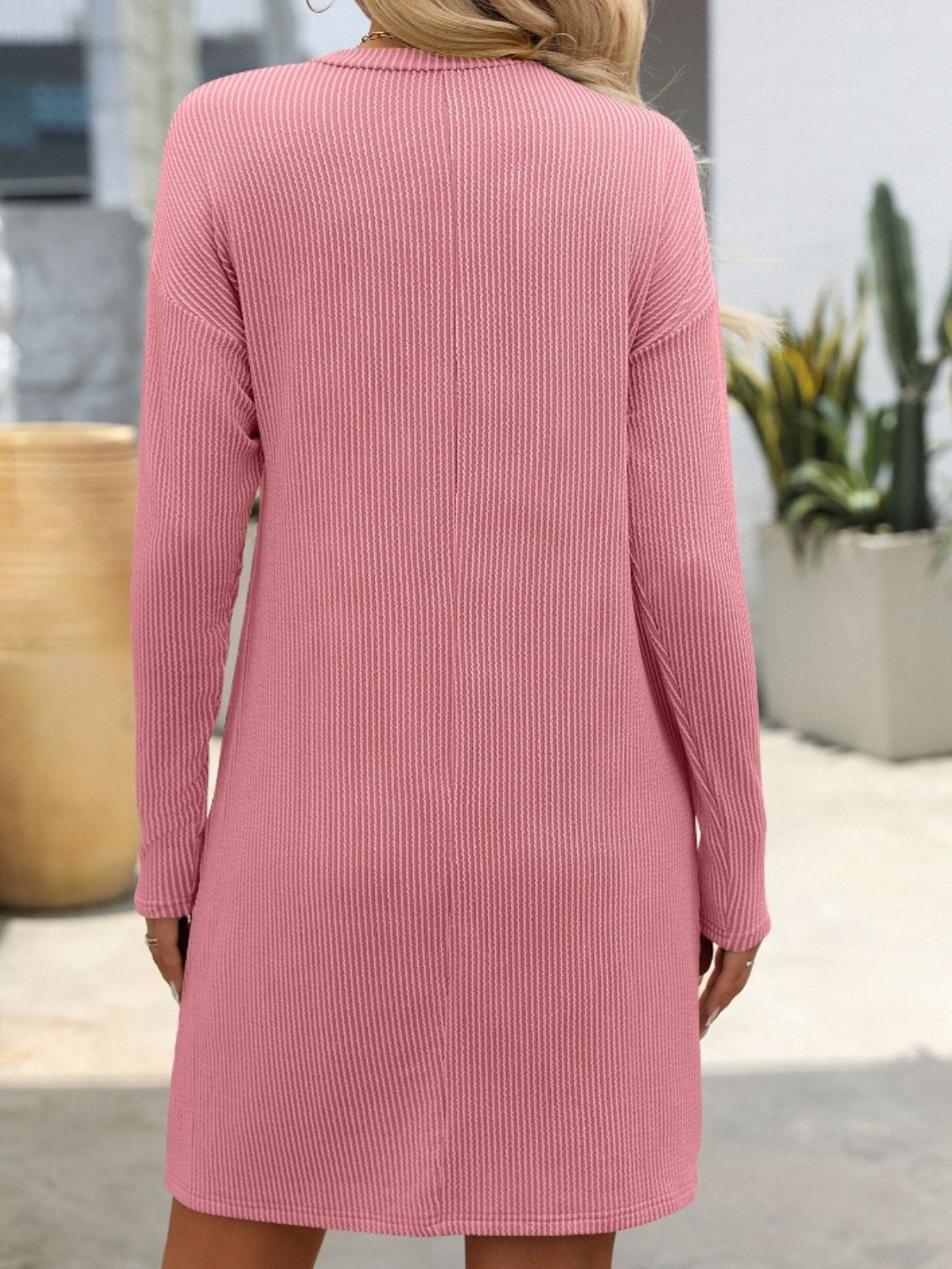 Striped Round Neck Long Sleeve Mini Dress - In Style Chics Boutique LLC