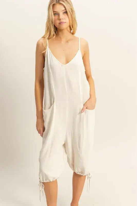 V-Neck Pocket Detail Side Tie Hem Romper - In Style Chics Boutique Women's Juniors Apparel Online Cute Clothes for Summer