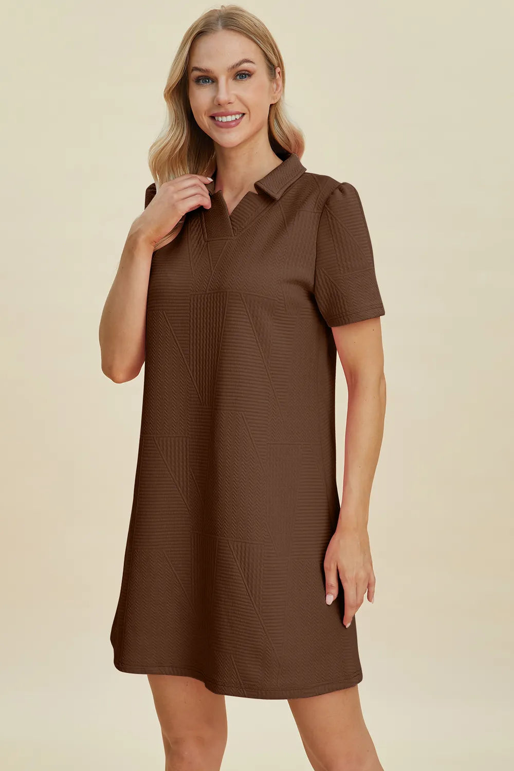 Textured Short Sleeve Dress - In Style Chics Boutique Women's Juniors Plus Size Clothes