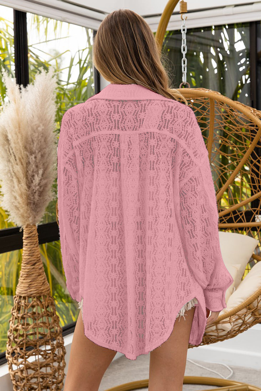 BiBi Oversized Lace Shacket with Front Pockets - In Style Chics Boutique LLC