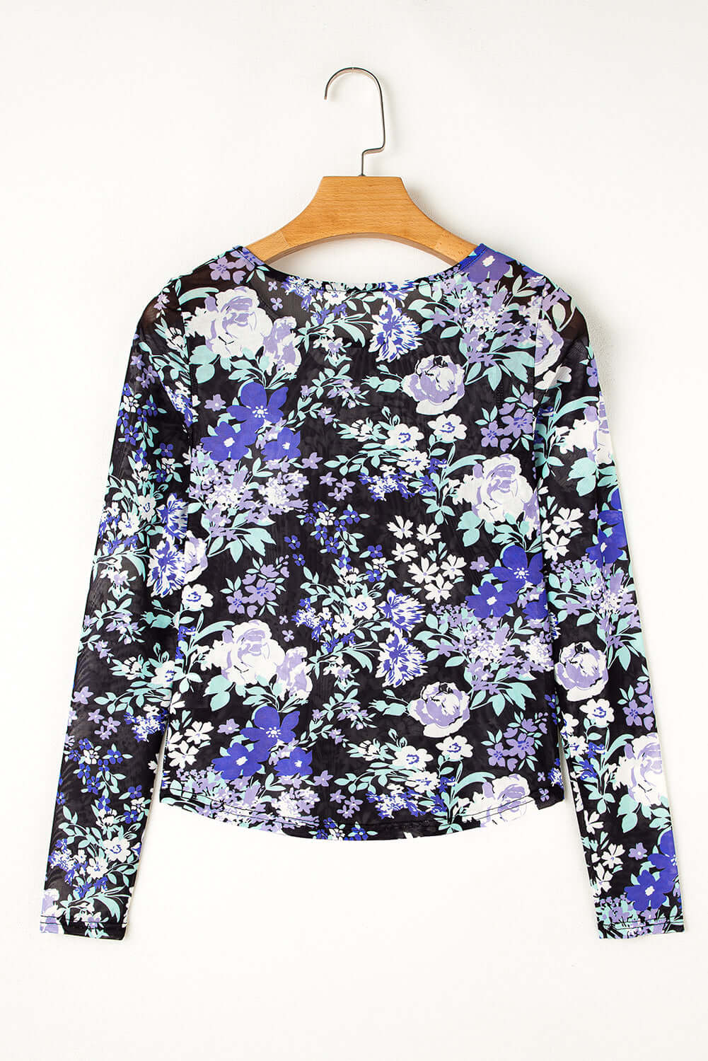 Boho Floral Print Mesh Long Sleeve Top - In Style Chics Boutique Online Clothing Women's Juniors Free Shipping Cute Clothes