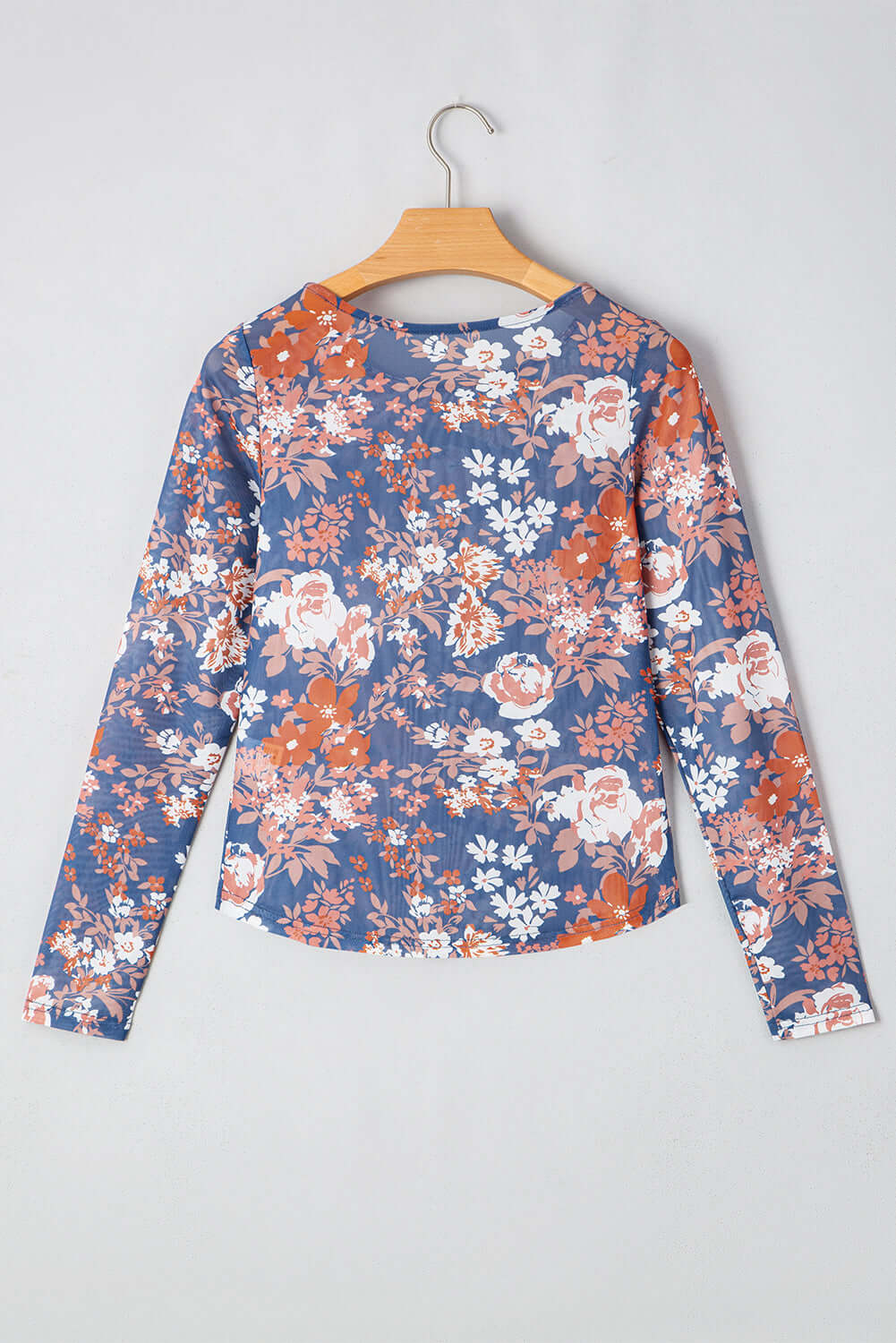 Boho Floral Print Mesh Long Sleeve Top - In Style Chics Boutique Online Clothing Women's Juniors Free Shipping Cute Clothes