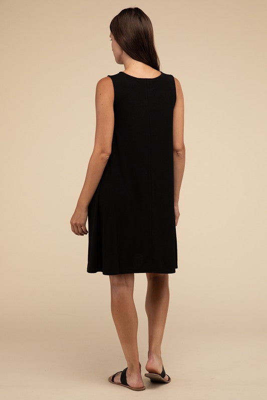 Sleeveless Flared Dress with Side Pockets - In Style Chics Boutique LLC