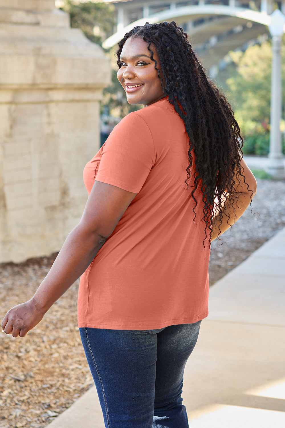 Bamboo Full Size V-Neck Short Sleeve T-Shirt - Eco Friendly - Sensitive Skin - In Style Chics Boutique Women's Juniors Plus Size Apparel Online