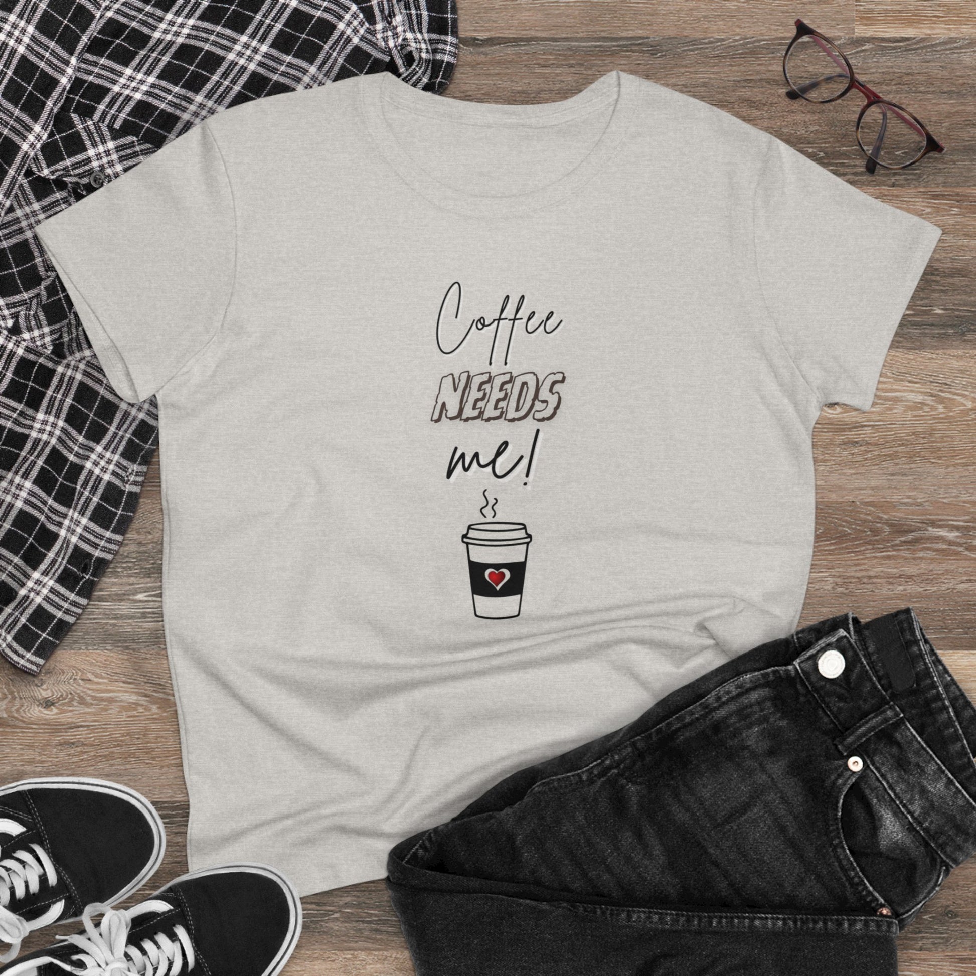 Women's Midweight Cotton Graphic Tee - Coffee NEEDS me! - In Style Chics Boutique LLC