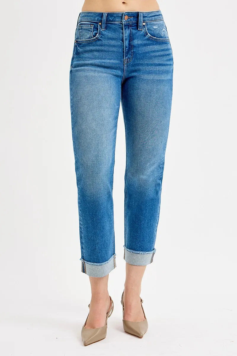 RISEN High Rise Boyfriend Fit Ankle Jeans - In Style Chics Boutique