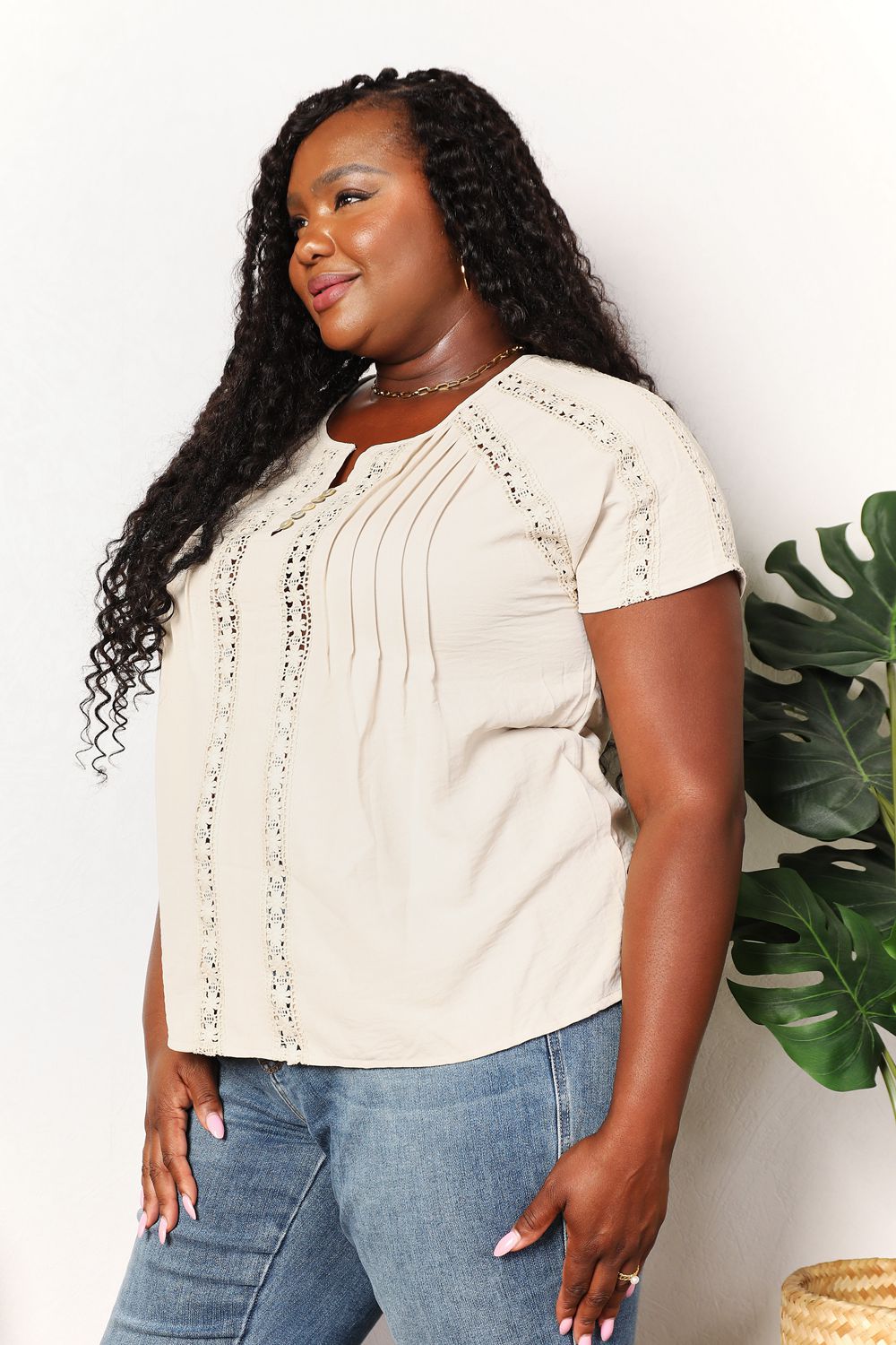 Crochet Buttoned Short Sleeves Top - In Style Chics Boutique Shop Fashion for Women