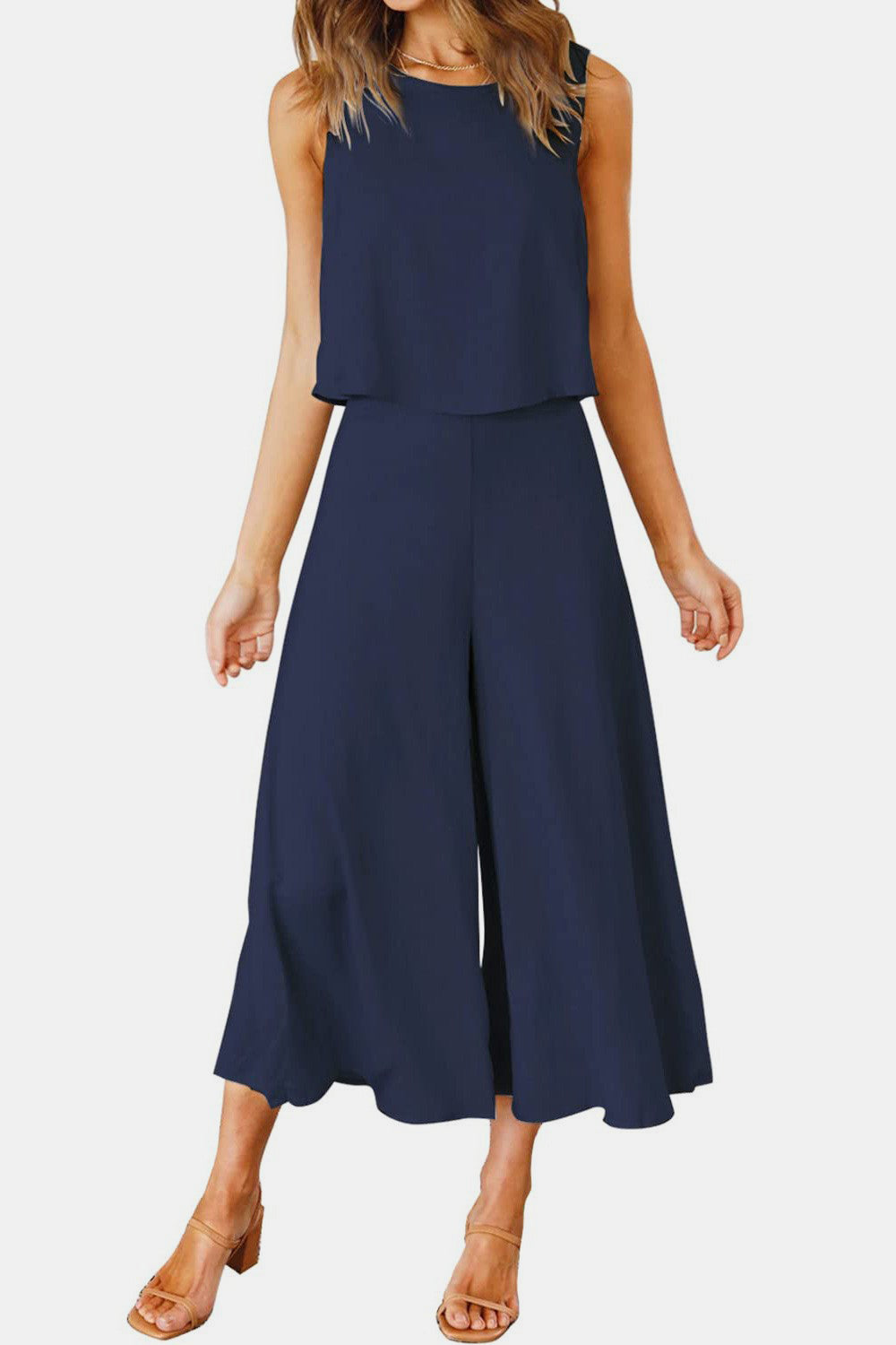 Round Neck Top and Wide Leg Pants Set - In Style Chics Boutique LLC