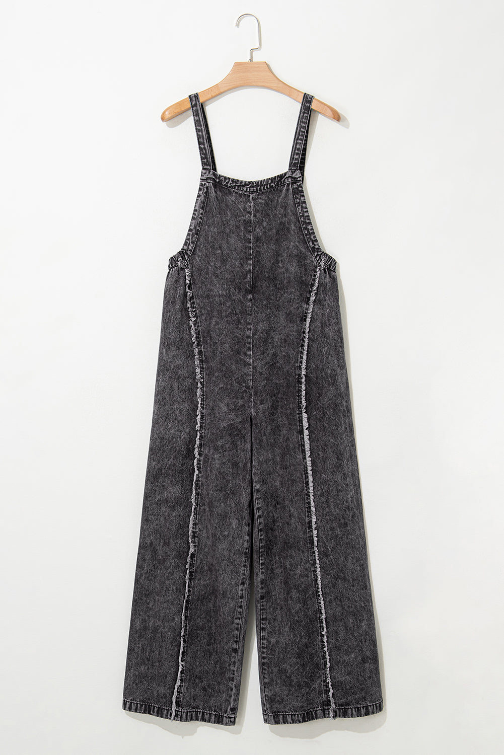 Light Wash Frayed Exposed Seam Wide Leg Denim Overalls for Women Juniors - Cute Clothing Online - In Style Chics Boutique