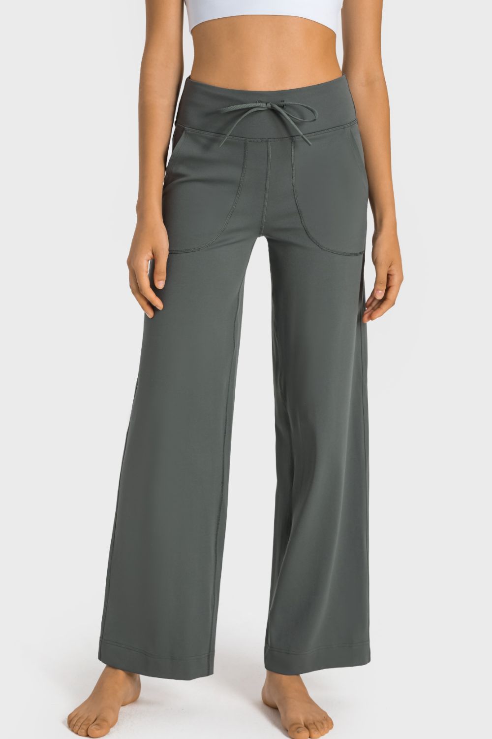 Drawstring Waist Wide Leg Sports Pants with Pockets - In Style Chics Boutique LLC