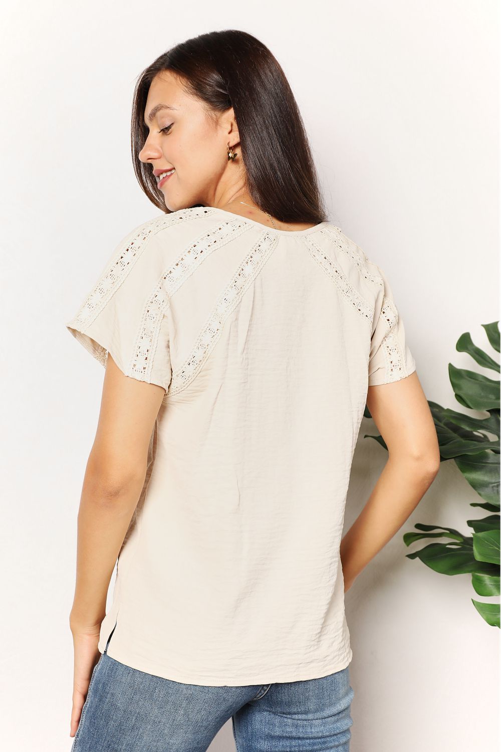 Crochet Buttoned Short Sleeves Top - In Style Chics Boutique Shop Fashion for Women