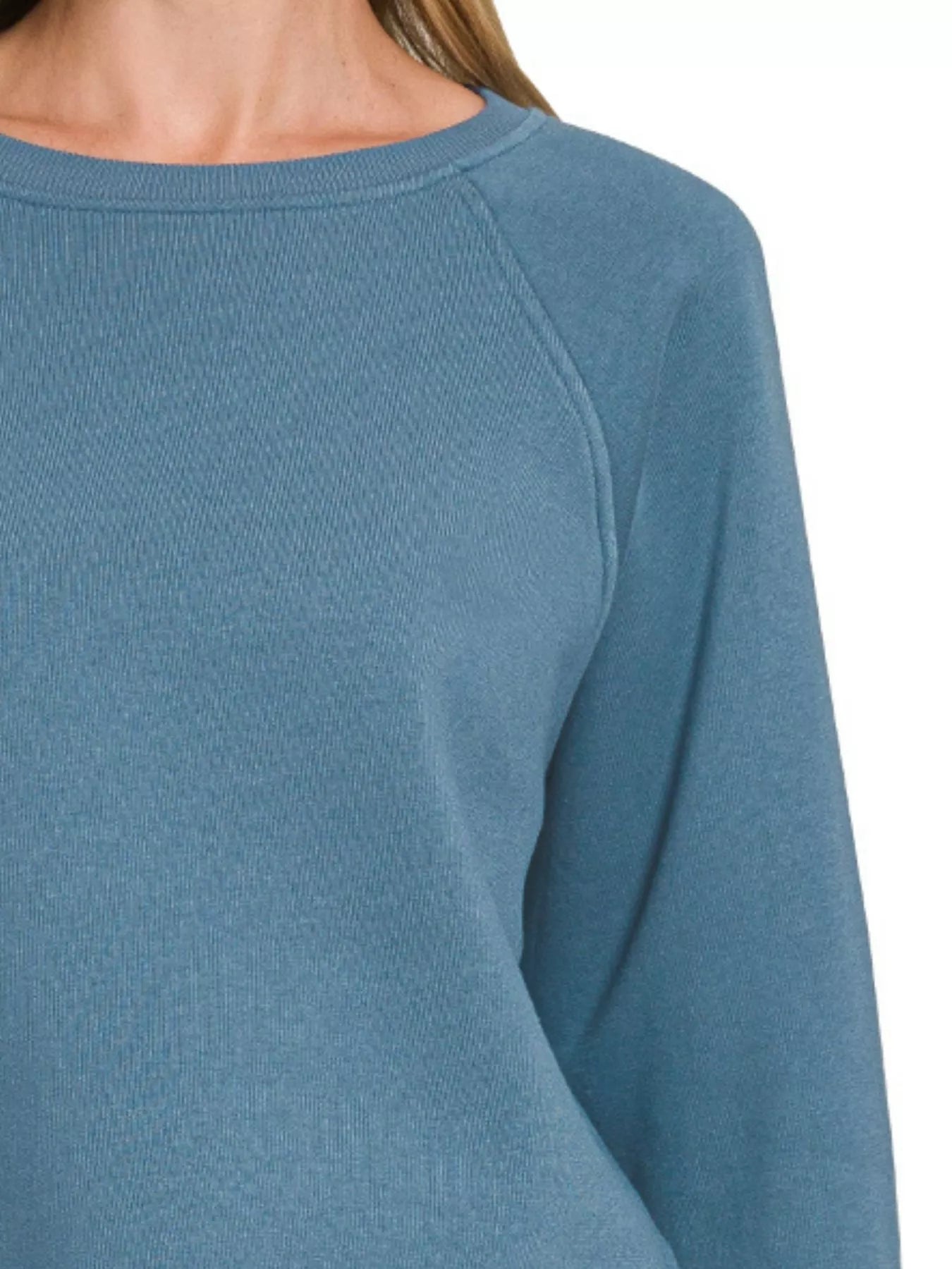 Fleece Raglan Round-Neck Sweatshirt at In Style Chics Boutique