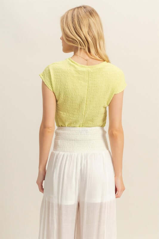 Textured Round Neck Cap Sleeve Knit Top for Women Juniors - Cute Clothes Online - In Style Chics Boutique