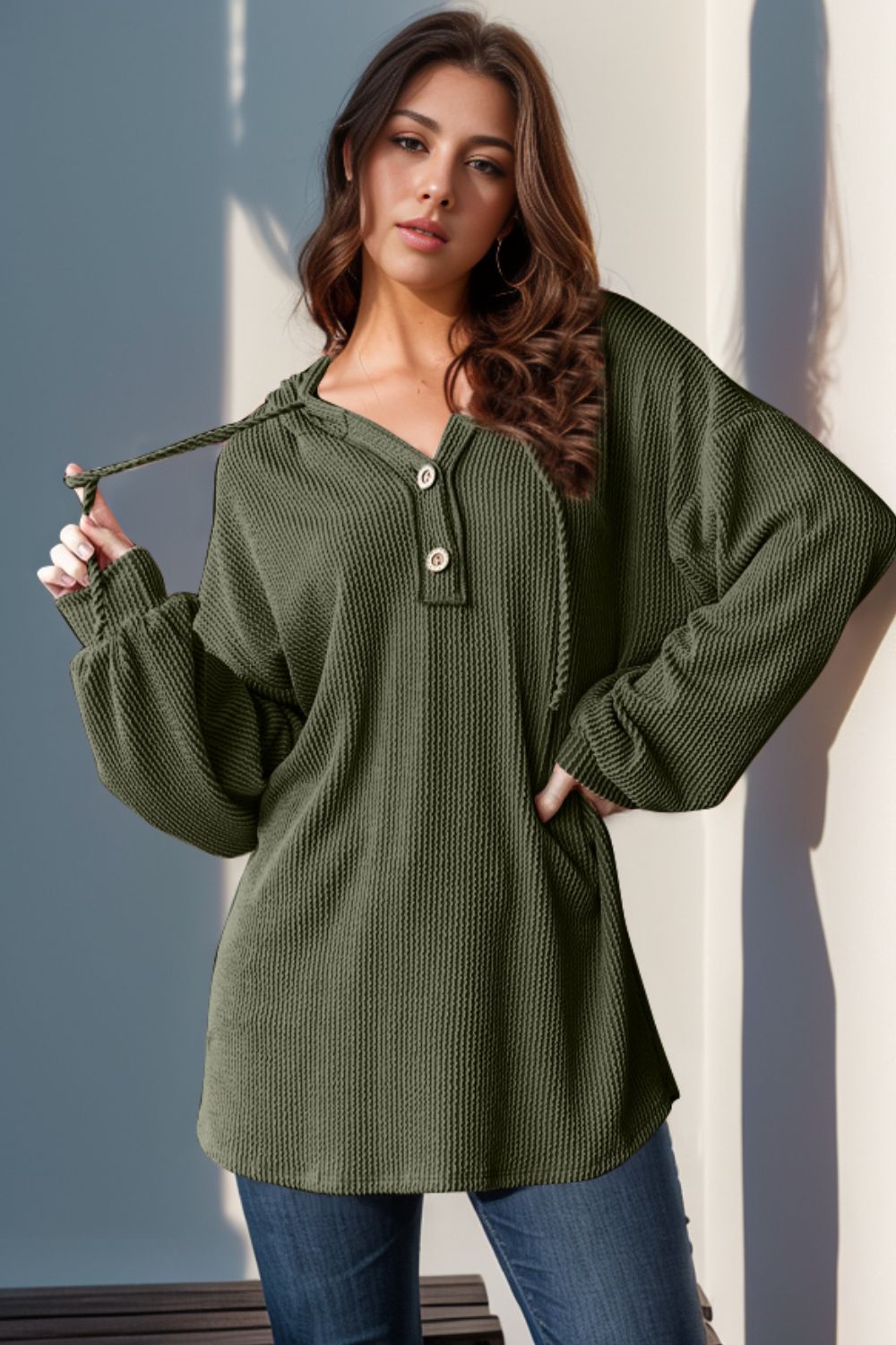 Half Button Long Sleeve Hoodie - In Style Chics Boutique Women's Juniors Plus Size Clothes Online