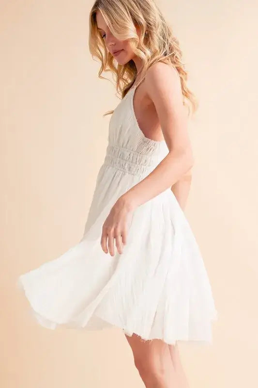 Lace Detail Mini Cami White Dress - For Bride to be - In Style Chics Boutique Women's Juniors Apparel Online