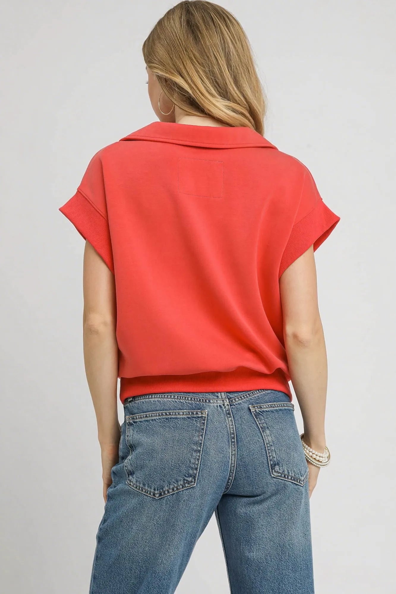 Luxe Knit Collared Short Sleeve Polo Sweatshirt at In Style Chics Boutique