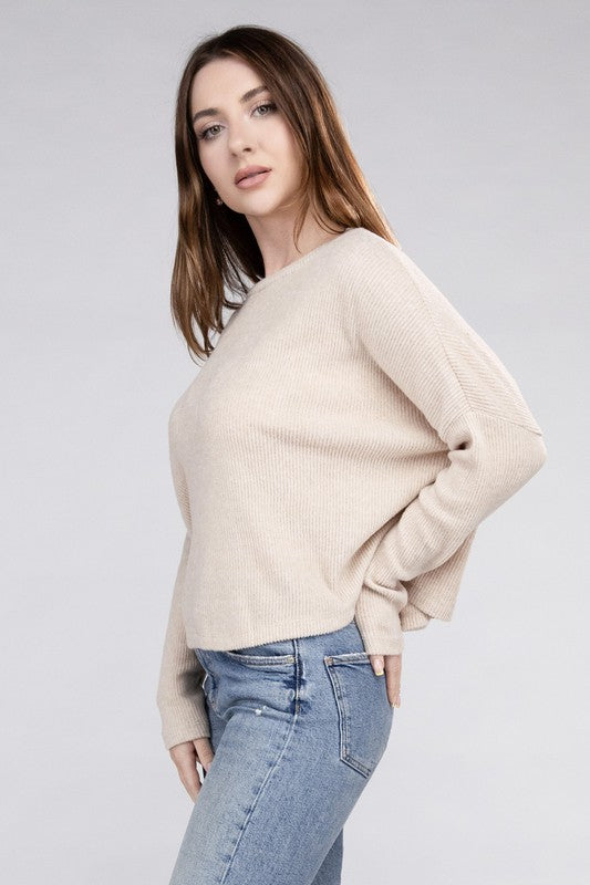 Ribbed Dolman Long Sleeve Sweater - In Style Chics Boutique LLC