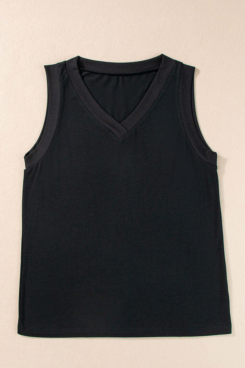 Black Contrast Trim V-Neck Loose Fit Tank Top - In Style Chics Boutique