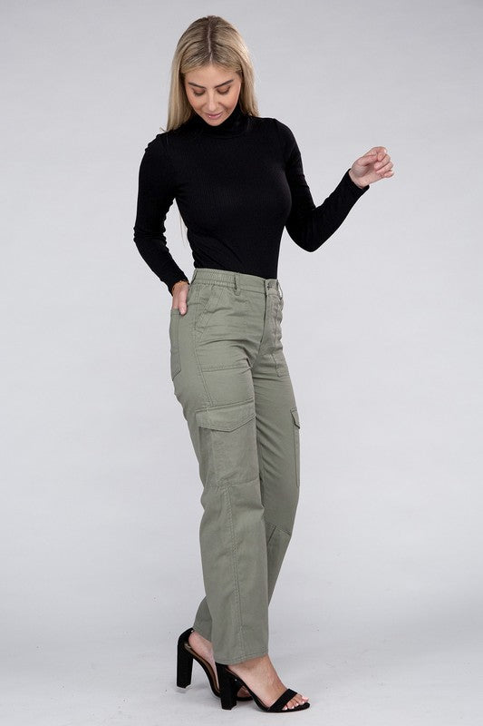 Everyday Wear Elastic-Waist Cargo Pants for Women - In Style Chics Boutique LLC
