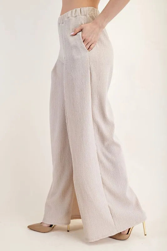 Textured Wide-Leg Women's Pants with Pockets - In Style Chics Boutique