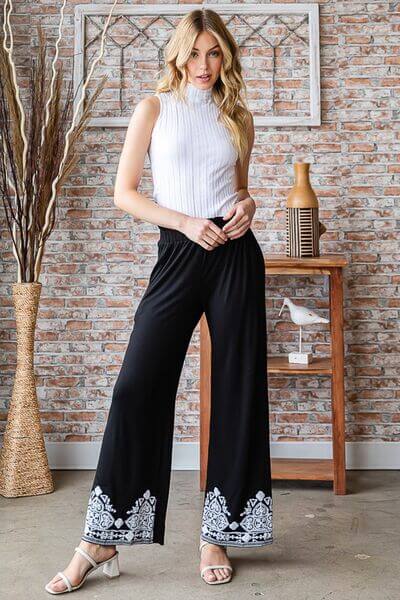 Solid Damask Casual Pants - In Style Chics Boutique