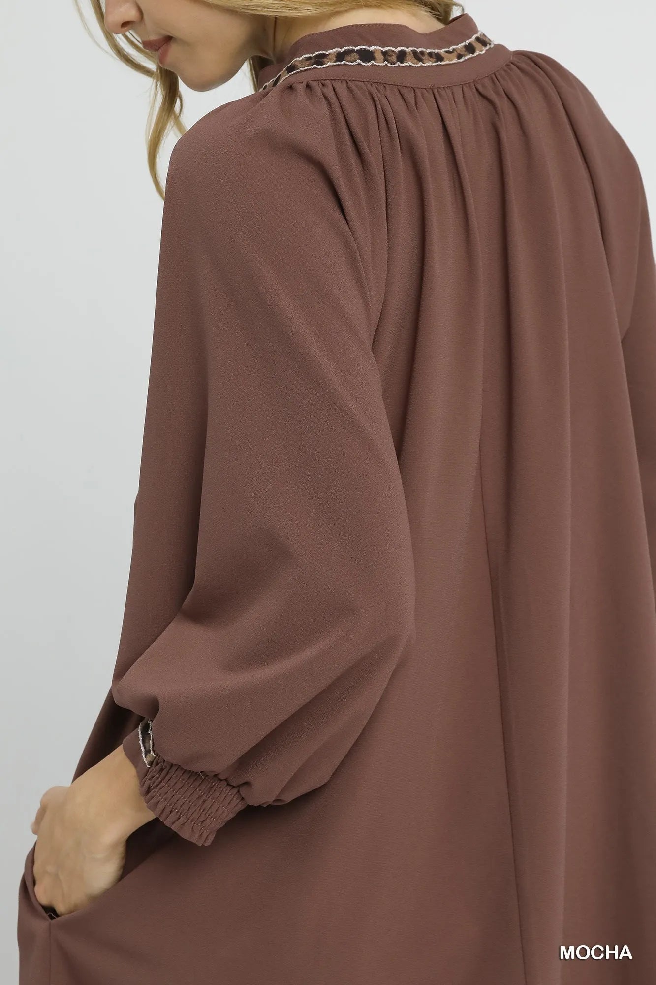 Notched Shift Dress with Trim Detail at In Style Chics Boutique