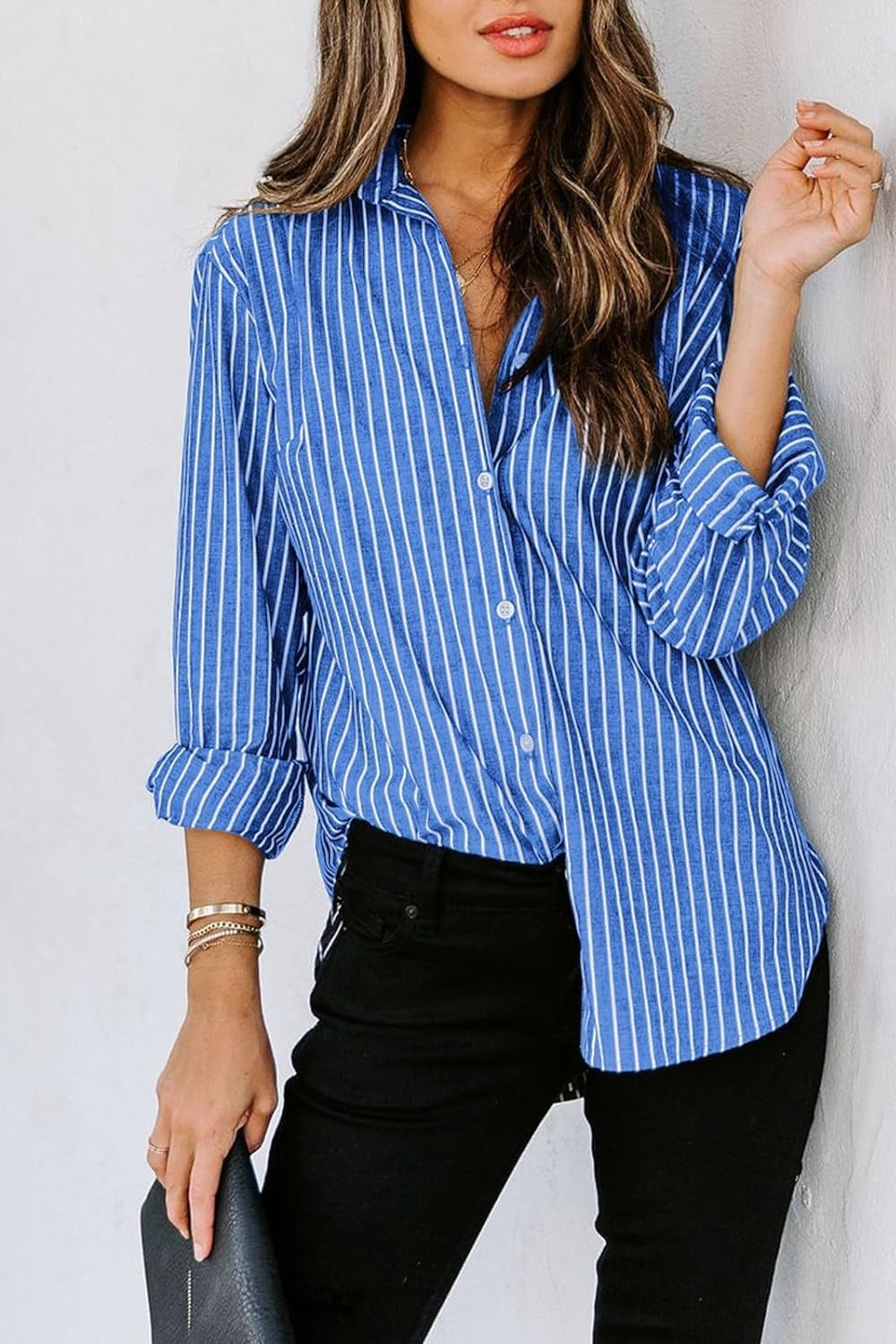 Striped Button Up Long Sleeve Shirt More Colors! - In Style Chics Boutique LLC