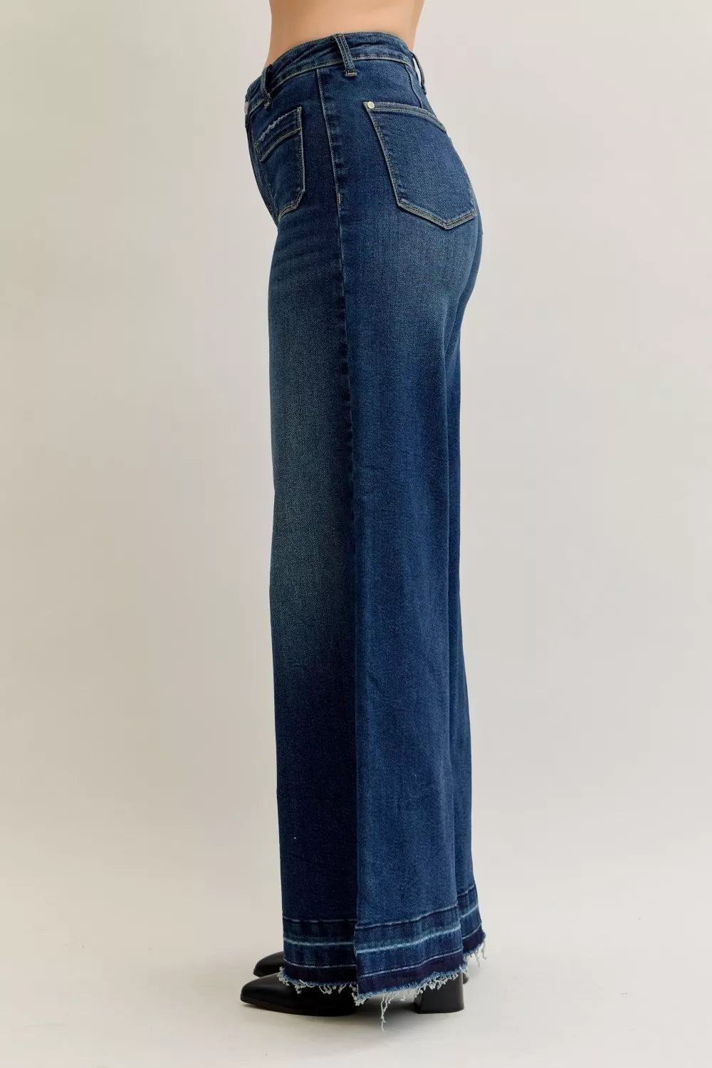 Shop Judy Blue High Waist Palazzo Jeans with Front Patch Pockets at In Style Chics Boutique