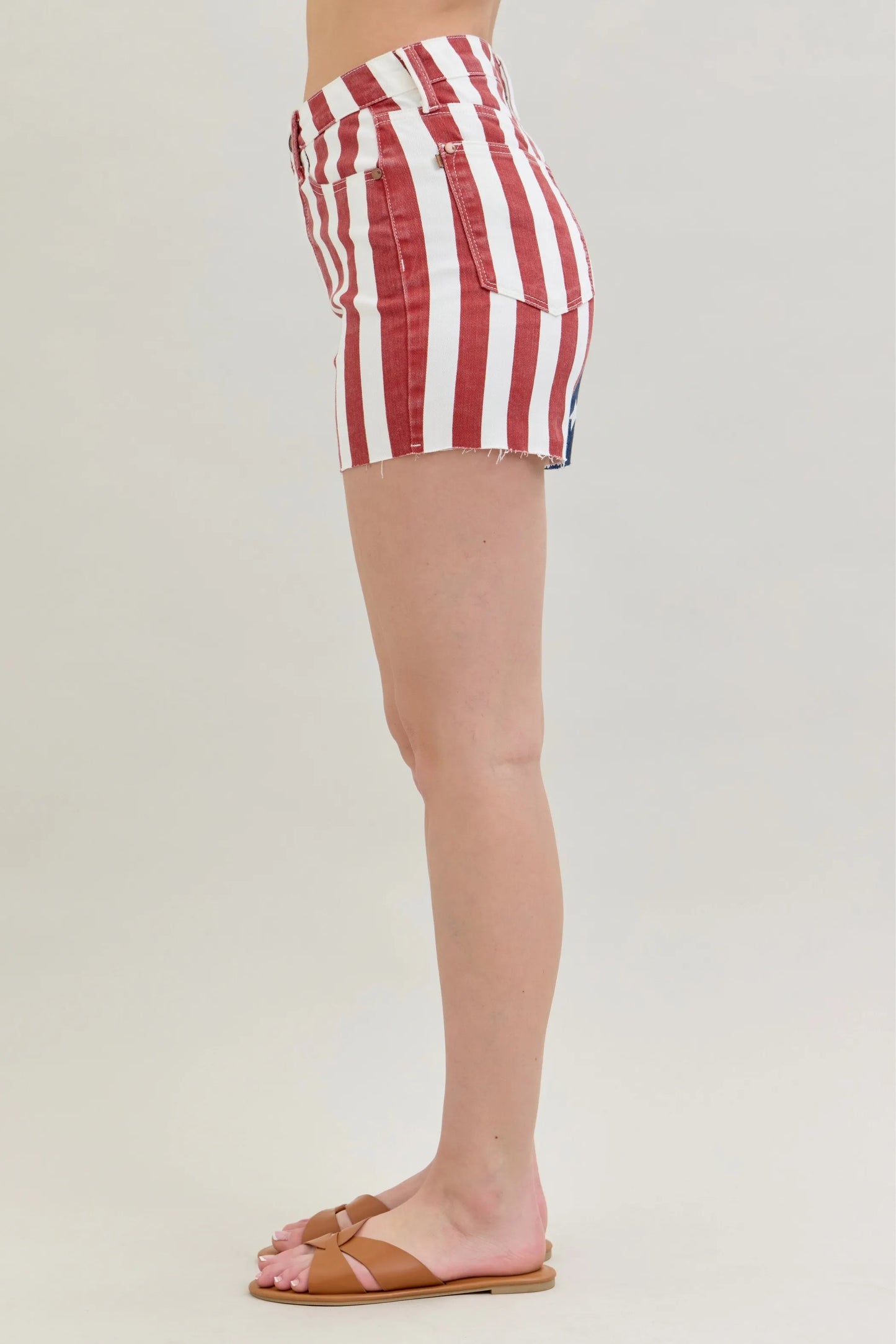 Judy Blue Americana Flag Fray Hem Shorts with High Waist - In Style Chics Boutique
