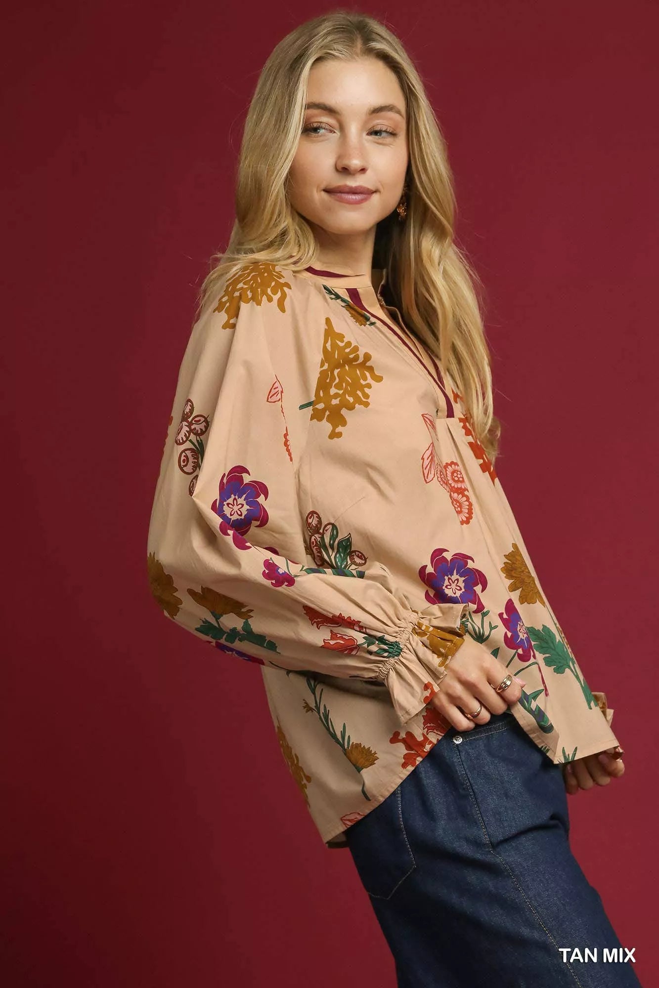 Shop Floral Print Flounce Sleeve Blouse at In Style Chics Boutique