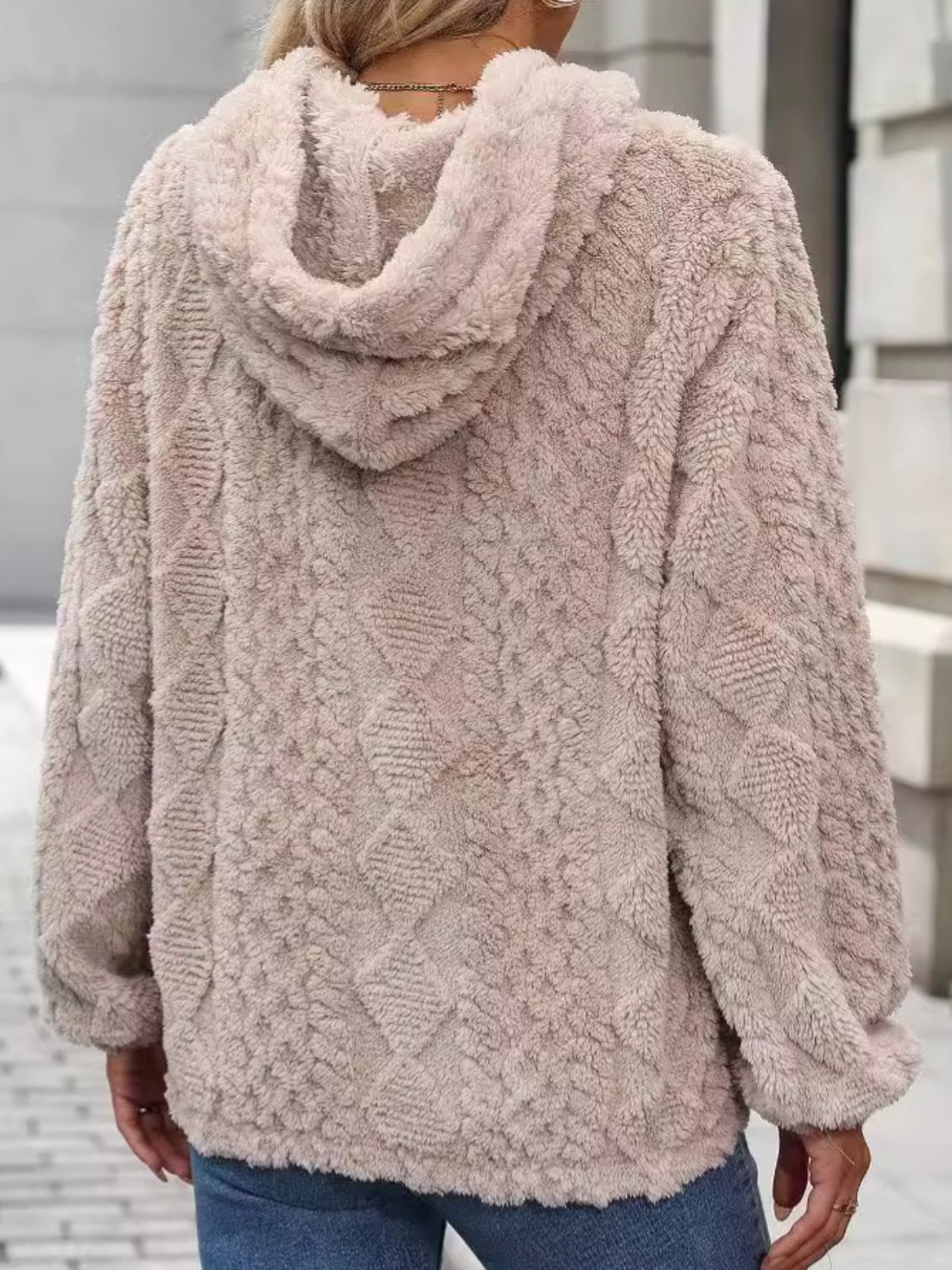 Drawstring Long Sleeve Plush Hoodie - In Style Chics Boutique LLC