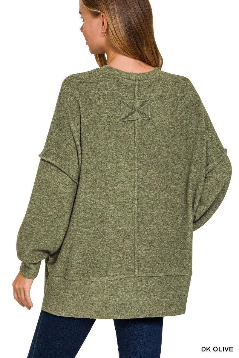 Brushed Melange Hacci Oversized Sweater at In Style Chics Boutique