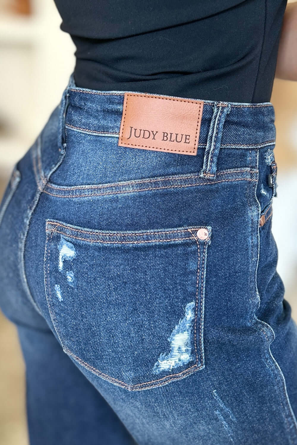 Judy Blue Full Size High Waist Rigid Magic Heavy Destroy Straight Jeans - In Style Chics Boutique LLC