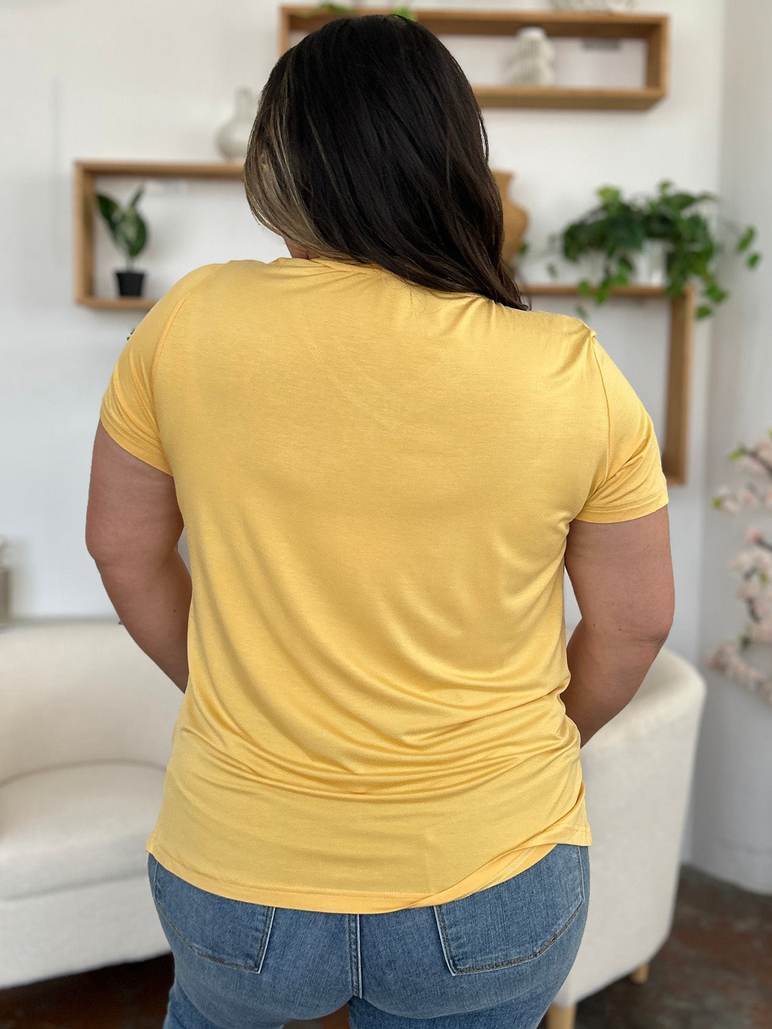 Basic Bae Bamboo Full Size V-Neck High-Low T-Shirt - In Style Chics Boutique LLC