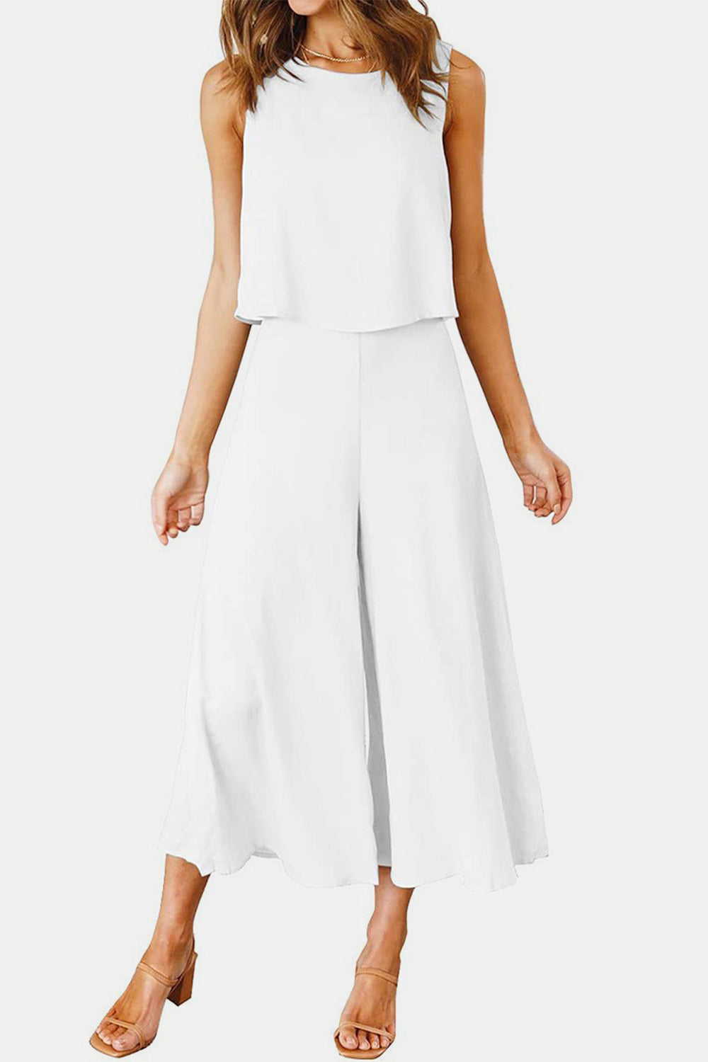 Round Neck Top and Wide Leg Pants Set - In Style Chics Boutique LLC