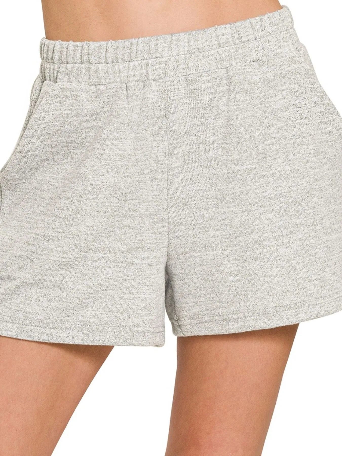 Shorts, Soft Melange Hacci Elastic Waist Band - In Style Chics Boutique Women's Juniors Clothes Online