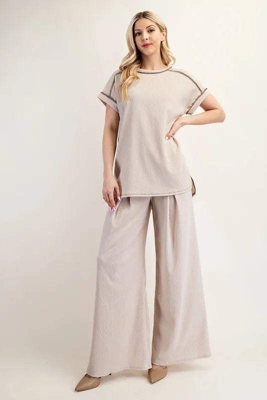 Relaxed-Fit Textured Top with Short Sleeves - In Style Chics Boutique Women's Juniors Plus Size Clothing Online
