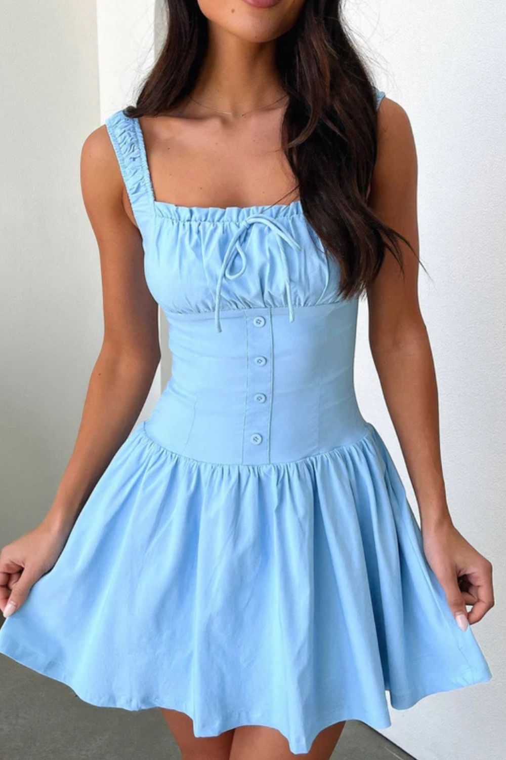 Decorative Button Square Neck Cami Dress - In Style Chics Boutique LLC