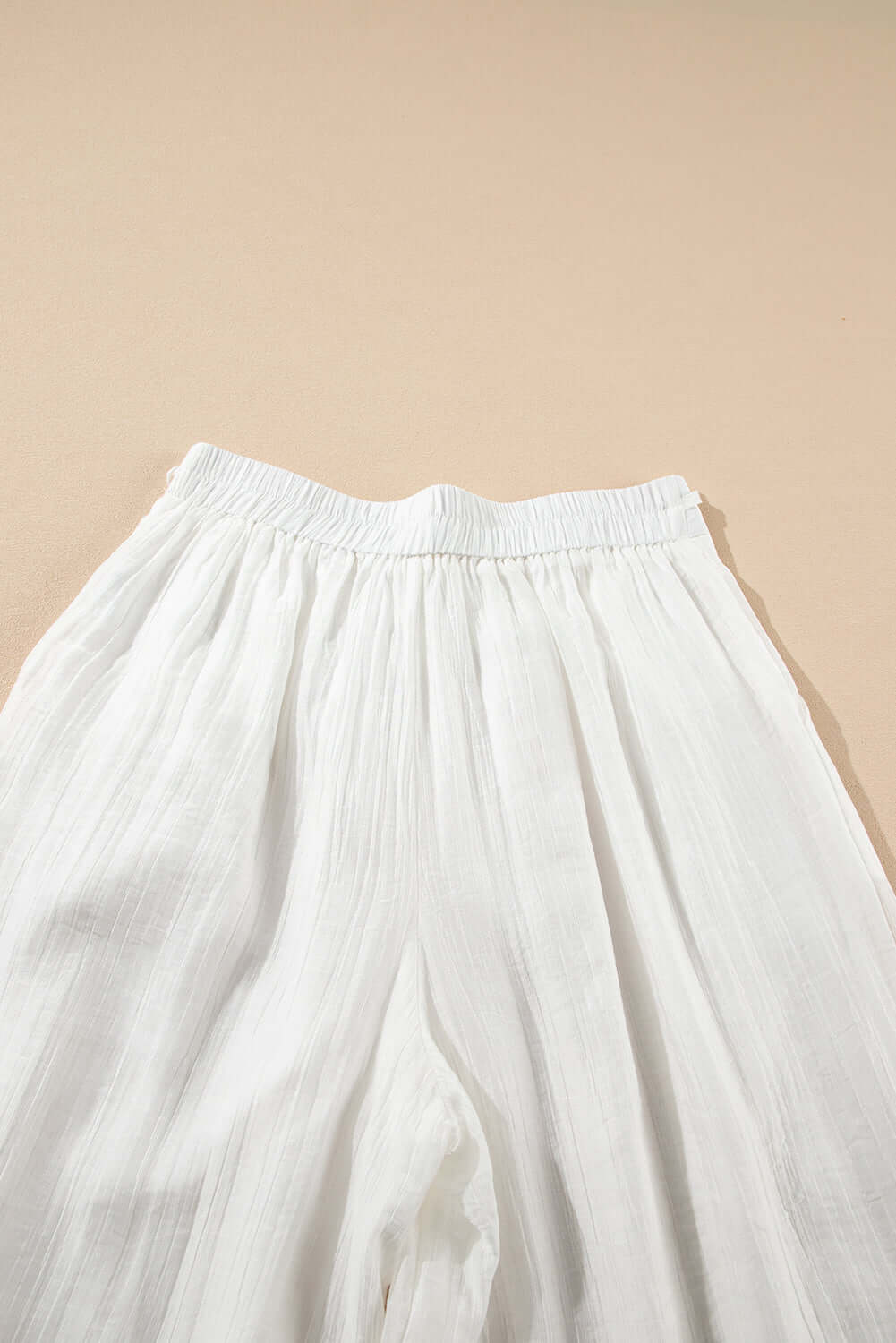 Women's Juniors White Casual Tie Waist Pleated Wide Leg Pants - Cute Clothes for Spring - In Style Chics Boutique Online Apparel