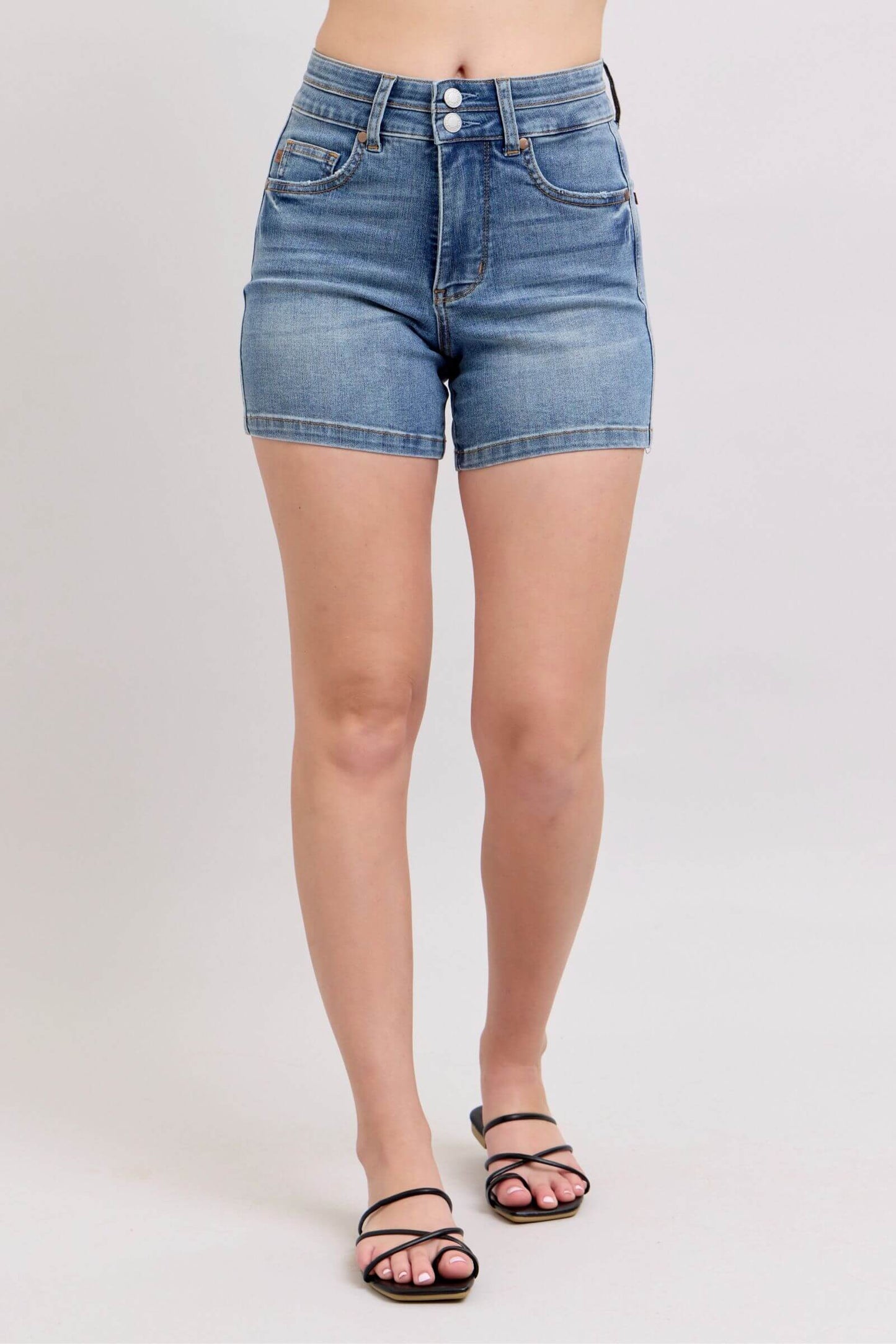 Judy Blue High Rise Tummy Control Denim Shorts - In Style Chics Boutique Women's Juniors Plus Size Apparel Online