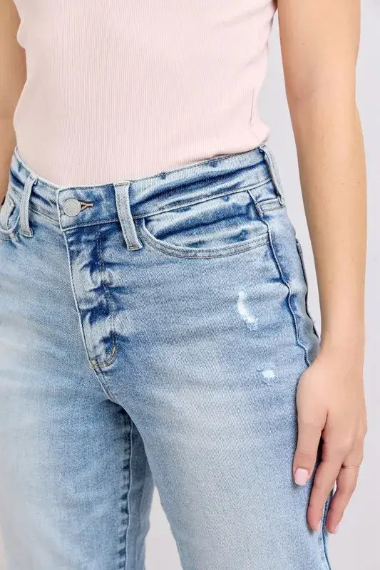 Judy Blue Midi Rise Light Wash Dad Jeans - In Style Chics Boutique Women's Juniors Plus Size Apparel Online