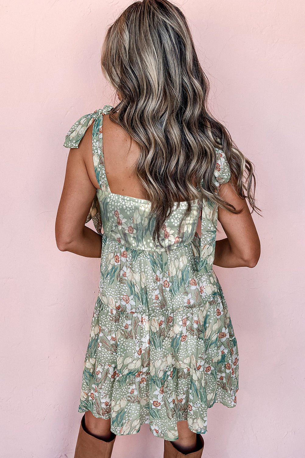 Floral Knotted Strap Smocked Tiered Mini Dress - Cute Clothes Online - In Style Chics Boutique Women's Juniors Apparel