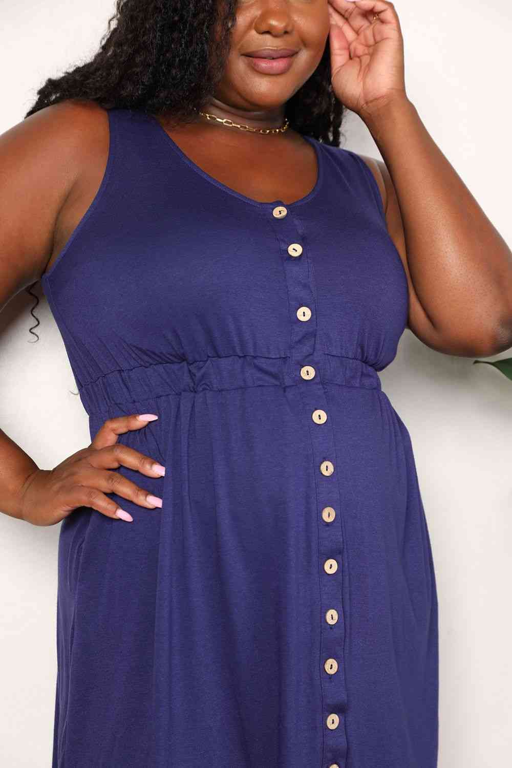 Button Front Empire Waist Sleeveless Slit Magic Dress - In Style Chics Boutique Women's Juniors Plus Size Clothes