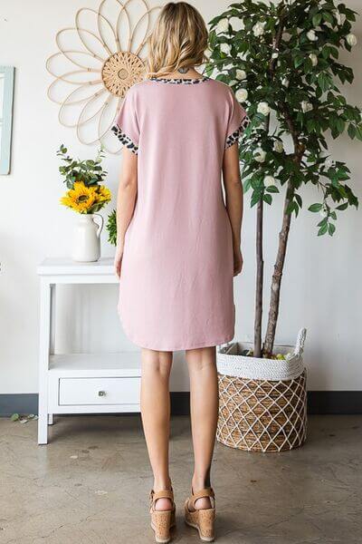Solid Color Block and Animal Mini Dress - In Style Chics Boutique
