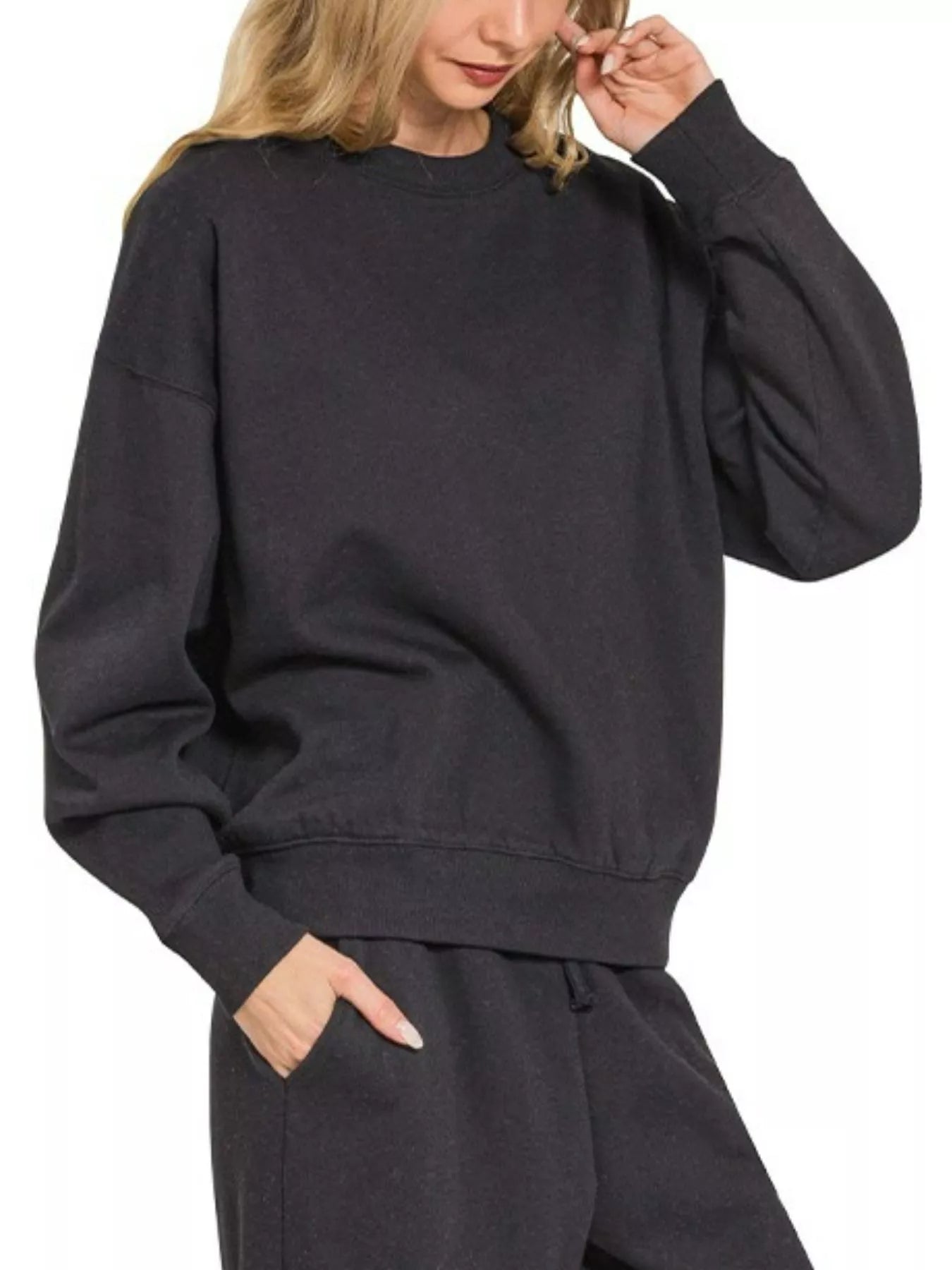 Fleece Long Sleeve Top and Sweatpants Set at In Style Chics Boutique Women's casual outfits for fall 🖤