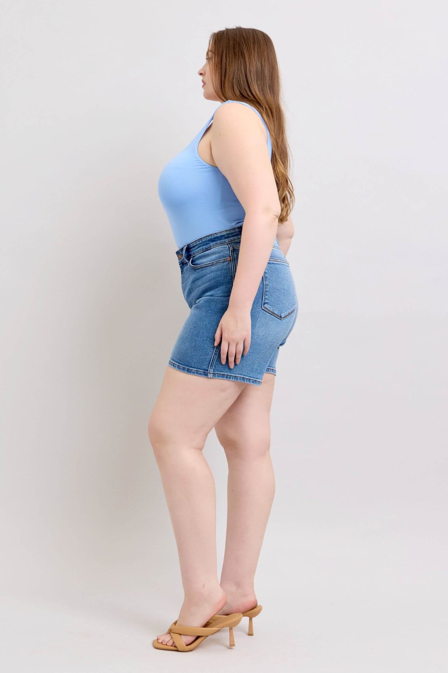 Judy Blue 2 Button Denim Shorts with Pockets - In Style Chics Boutique Women's Juniors Plus Size Apparel Online
