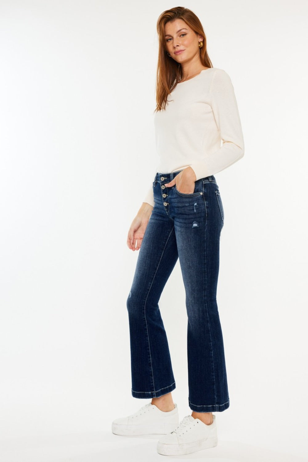 Kancan Mid Rise Button Fly Flare Jeans - In Style Chics Boutique LLC