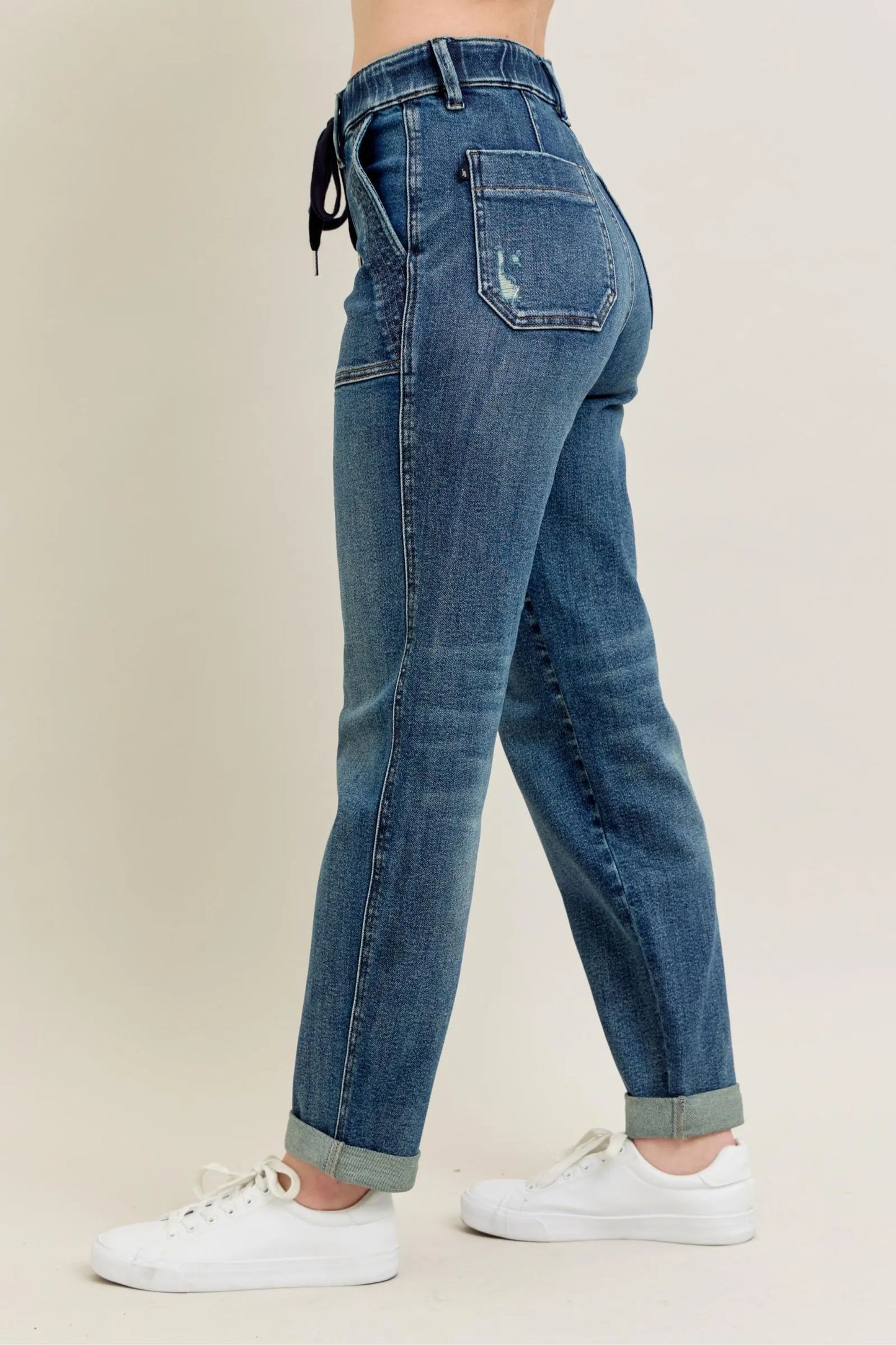 Judy Blue HW Vintage Wash Jeans w/ Drawstring at In Style Chics Boutique