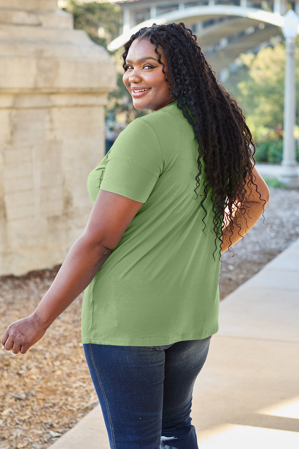 Bamboo Full Size V-Neck Short Sleeve T-Shirt - Eco Friendly - Sensitive Skin - In Style Chics Boutique Women's Juniors Plus Size Apparel Online