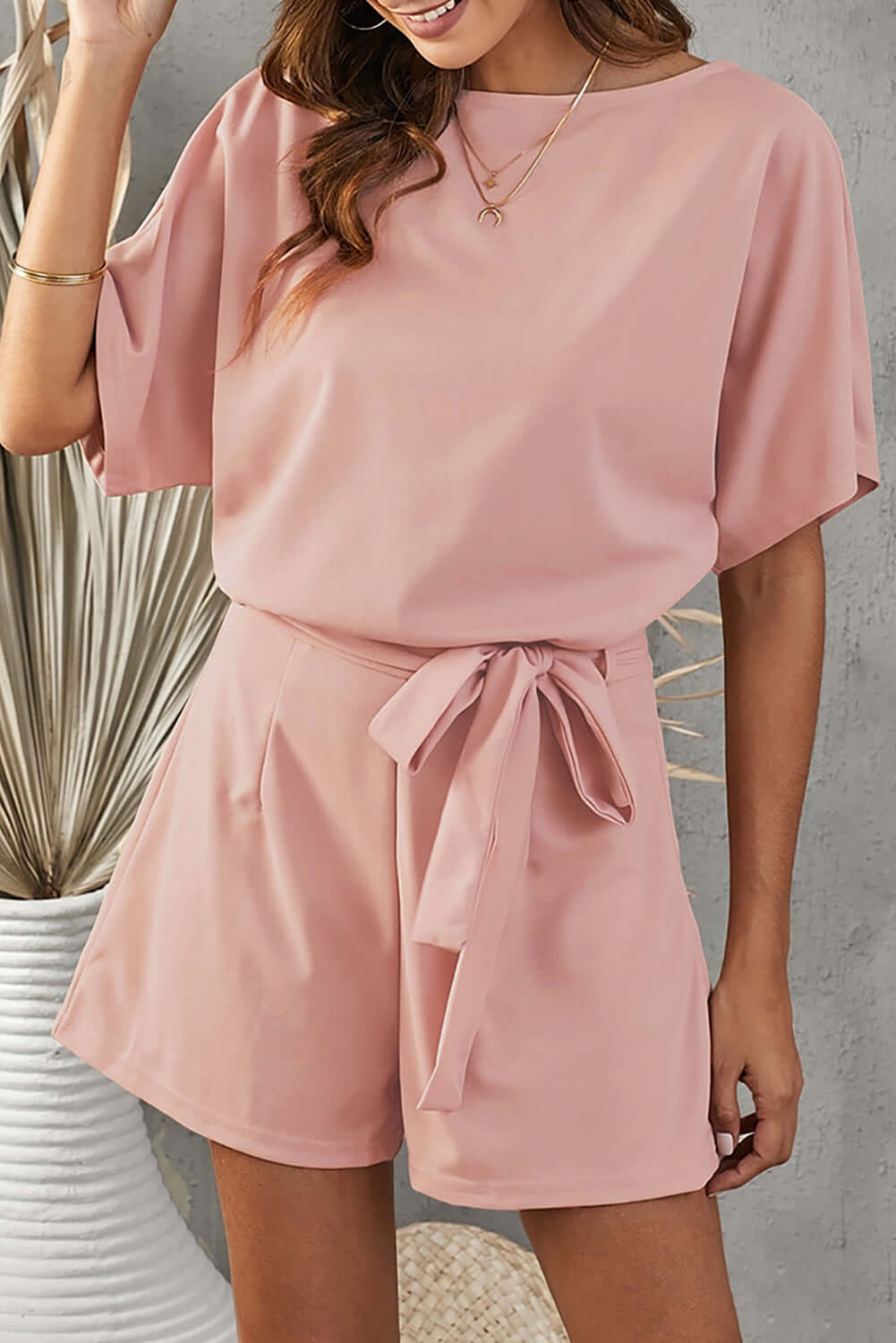 Tie Belt Short Sleeve Romper - In Style Chics Boutique LLC